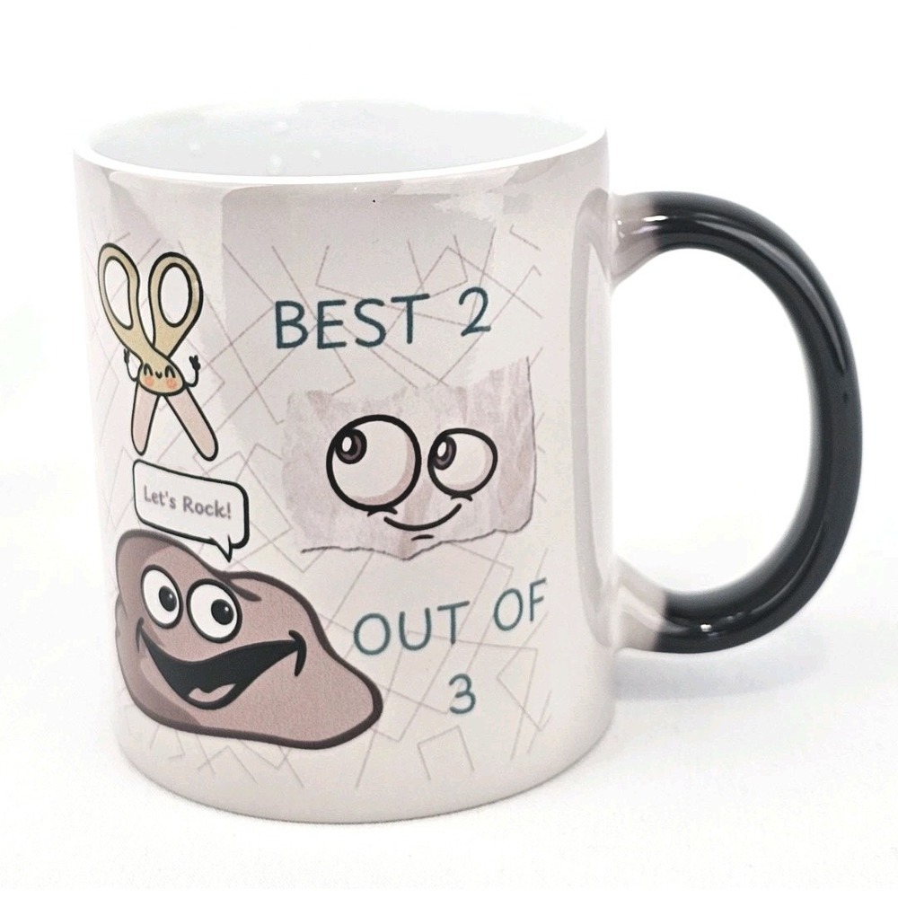 Funny 11oz Magic Heat Color Change Coffee Mug Rock Paper Scissors Game Gift
